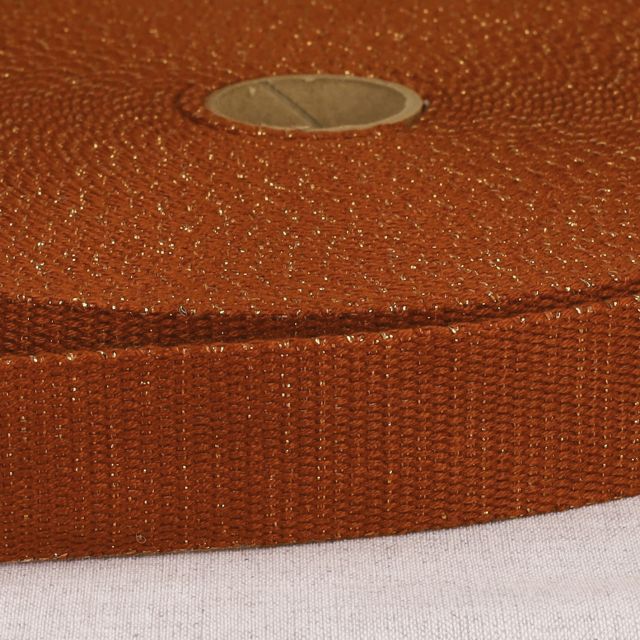 Sangle Polyester Lurex aspect Coton 30 mm Rouille x1m