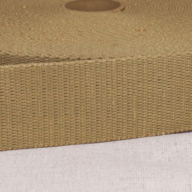 Sangle Polyester Lurex aspect Coton 40 mm Beige x1m