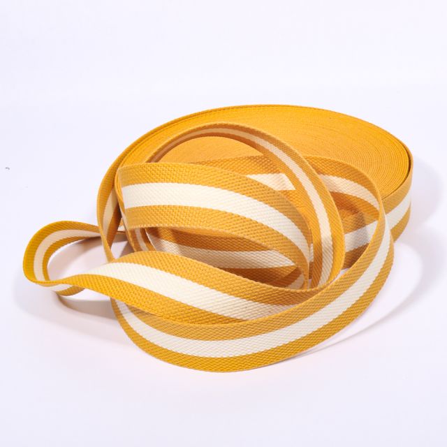 Sangle Coton 30 mm Bicolore Moutarde x1m