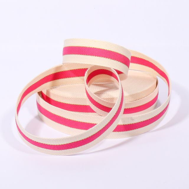Sangle Coton 30 mm Bicolore Lurex Fuchsia x1m