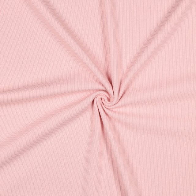 Tissu Jersey Coton côtelé uni Rose pâle