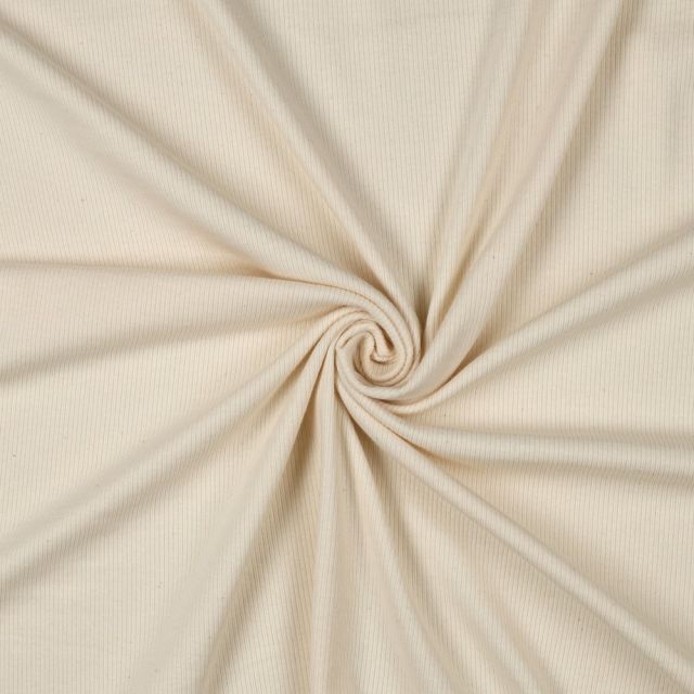 Tissu Jersey Coton côtelé uni Ecru