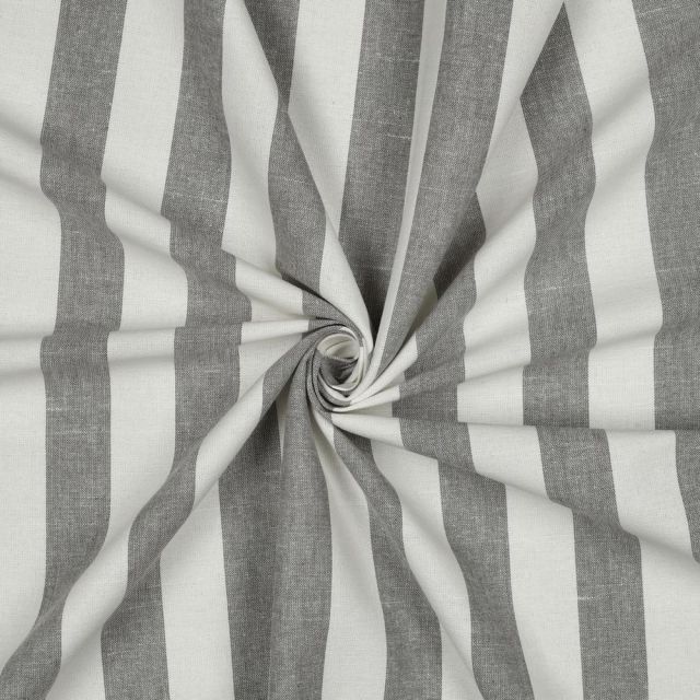 Tissu Coton Fil teint Suzy rayures Sauge sur fond Blanc