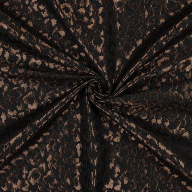 Tissu Jacquard Fiona Léopard Bronze sur fond Noir