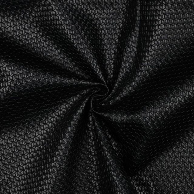 Tissu Simili cuir Tissé uni Noir
