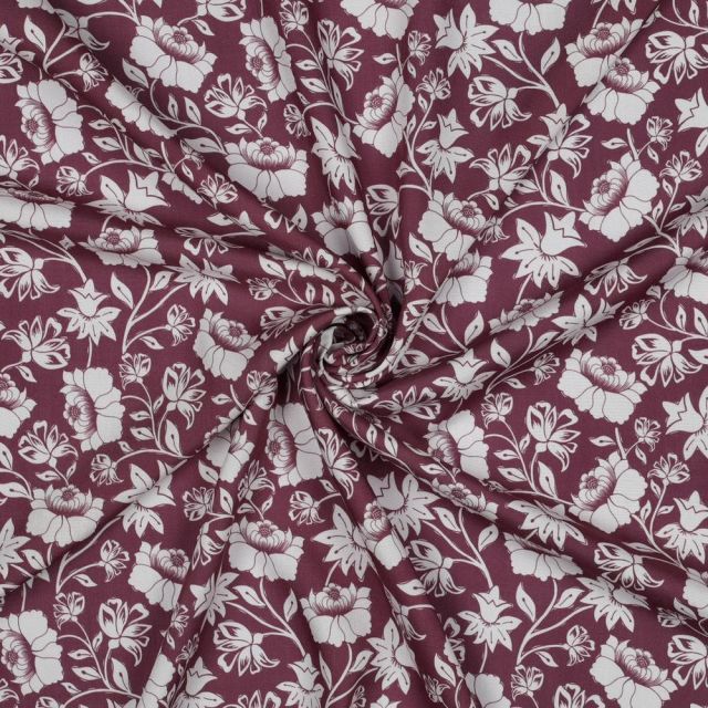 Tissu Viscose EcoVero Fleurs sur fond Mauve
