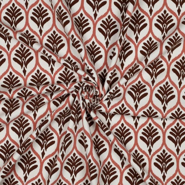 Tissu Jersey Coton imprimé Alvé fleuris sur fond Blanc