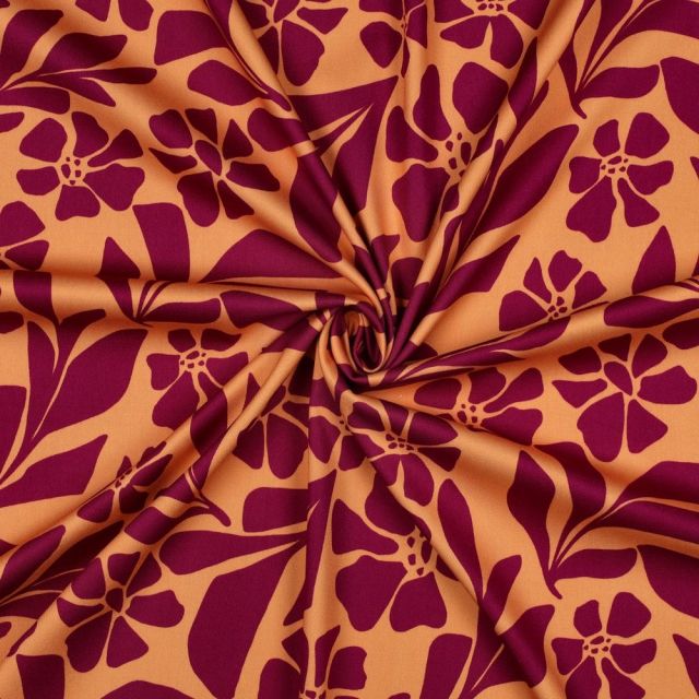 Tissu Viscose stretch imprimé Rosella Orange
