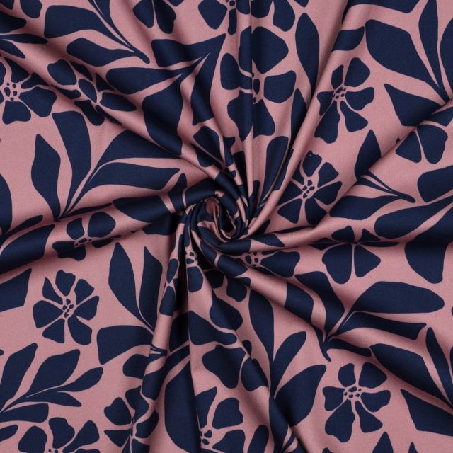 Tissu Viscose stretch imprimé Rosella Mauve