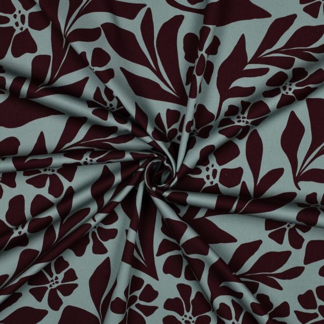 Tissu Viscose stretch imprimé Rosella Vert sauge