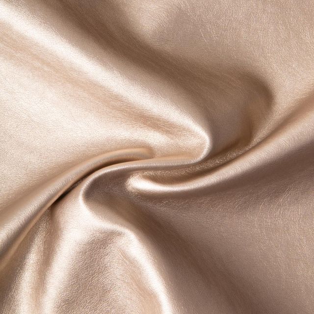 Tissu Simili cuir d'habillement métallisé souple uni Doré