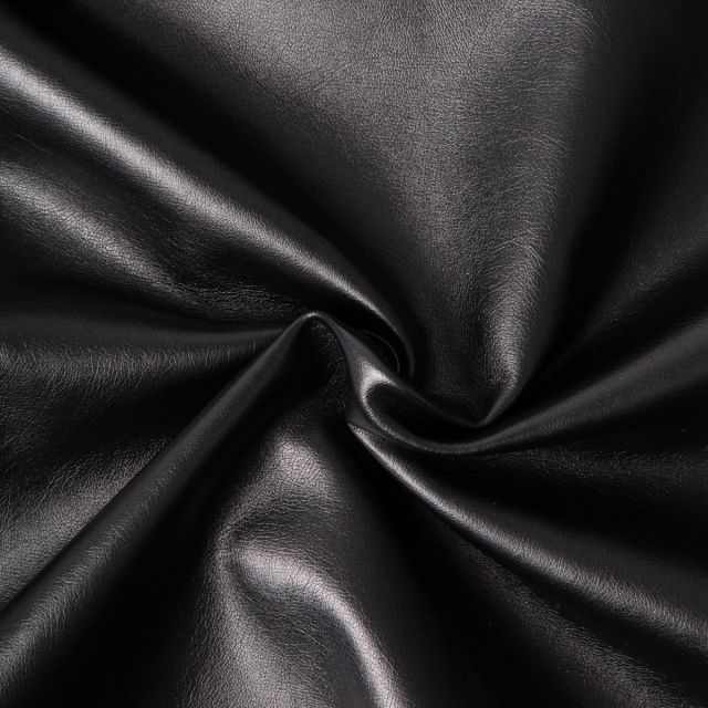 Tissu Simili cuir d'habillement métallisé souple uni Gris anthracite