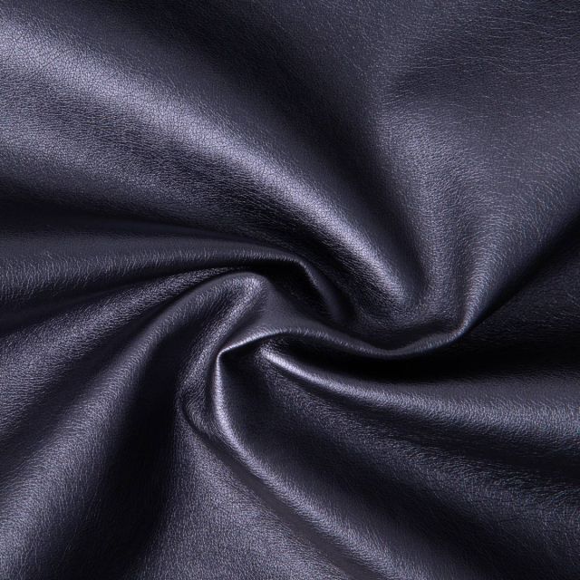Tissu Simili cuir d'habillement métallisé souple uni Bleu marine