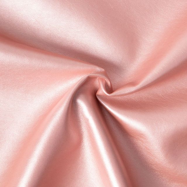 Tissu Simili cuir d'habillement métallisé souple uni Rose poudré