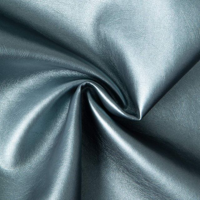 Tissu Simili cuir d'habillement métallisé souple uni Vert d'eau