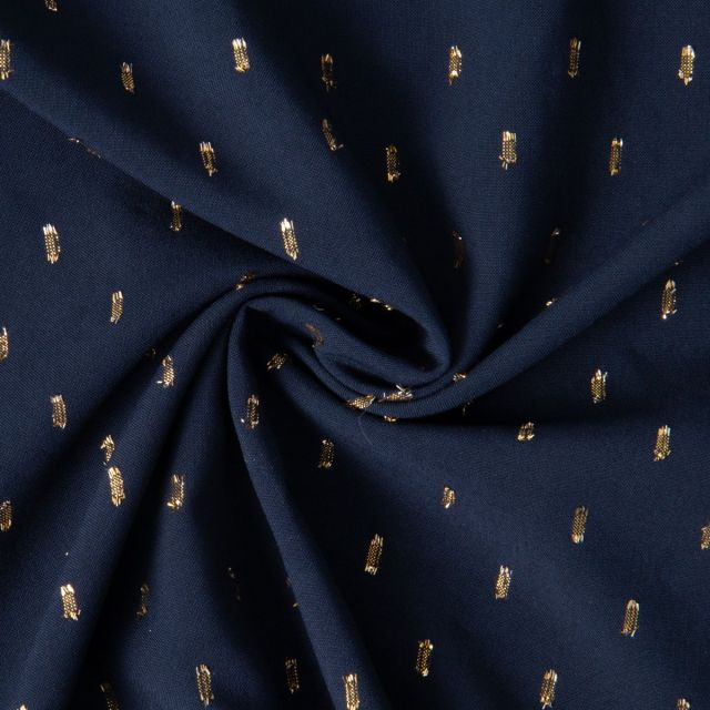 Tissu Viscose Pointilurex sur fond Bleu marine