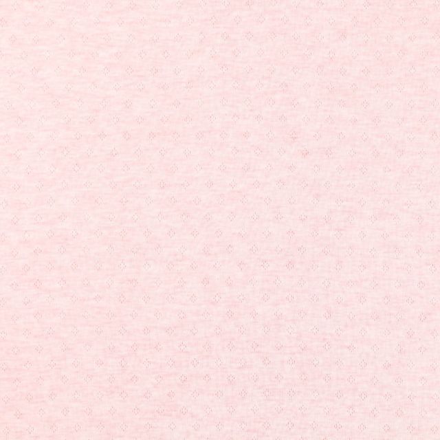 Tissu Jersey Coton ajouré uni Rose chiné - Par 10 cm