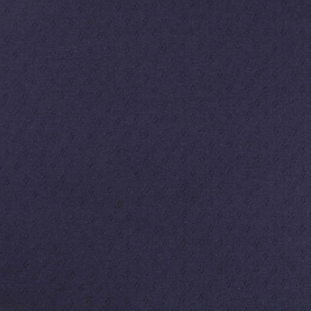 Tissu Jersey Coton ajouré uni Bleu marine - Par 10 cm