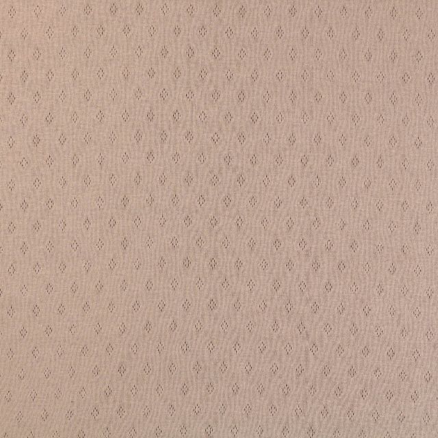 Tissu Jersey Coton ajouré uni Beige - Par 10 cm