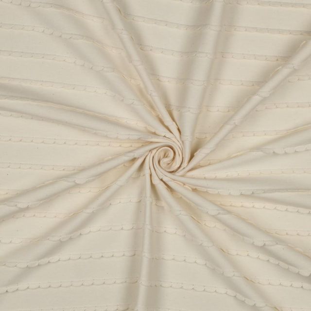 Tissu Jersey Coton à volants uni Ecru