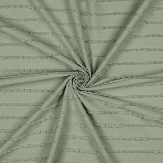 Tissu Jersey Coton à volants uni Vert sauge