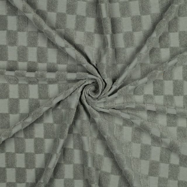 Tissu Jersey carreaux éponge uni Vert kaki