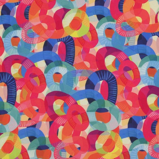 Tissu Viscose Ovales sur fond Multicolore
