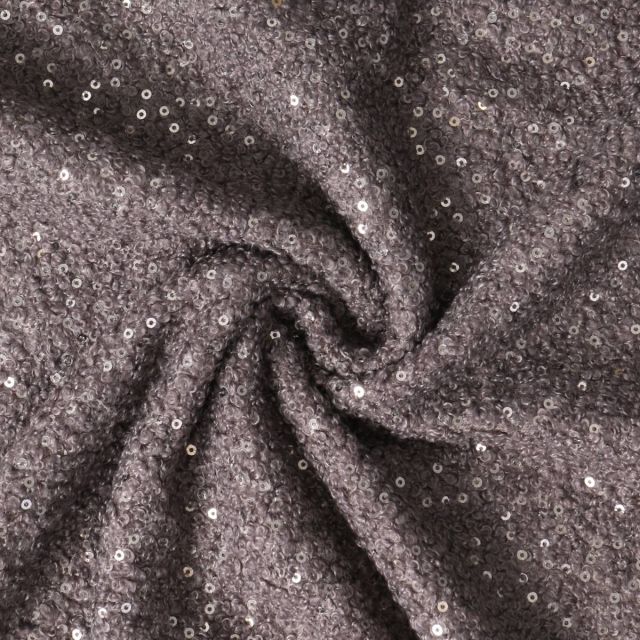 Tissu Fausse fourrure Bouclette Néora à sequin uni  Gris - Par 10 cm