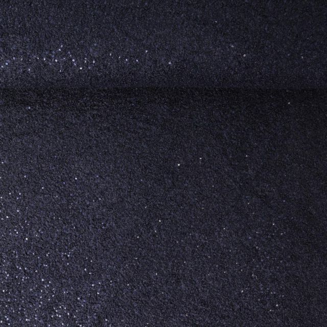 Tissu Fausse fourrure Bouclette Néora à sequin uni  Bleu marine