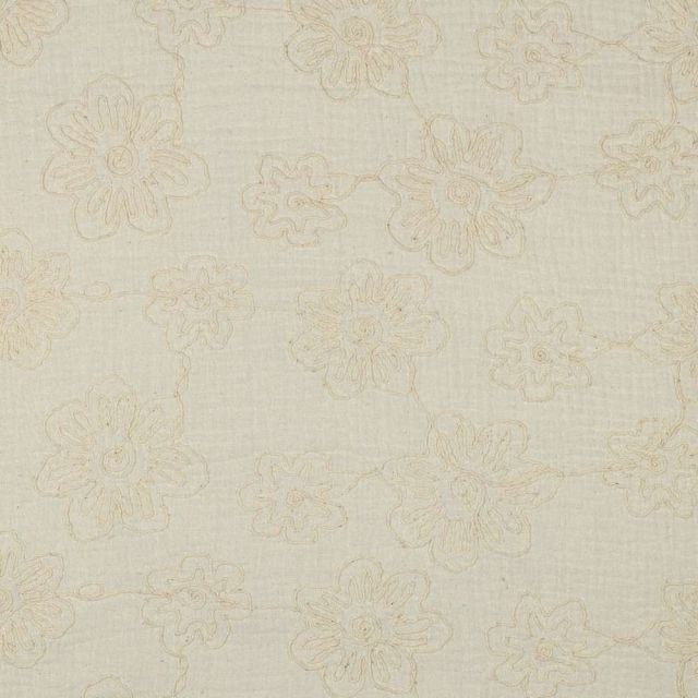 Tissu Double gaze fleurs brodées La Bohème uni beige