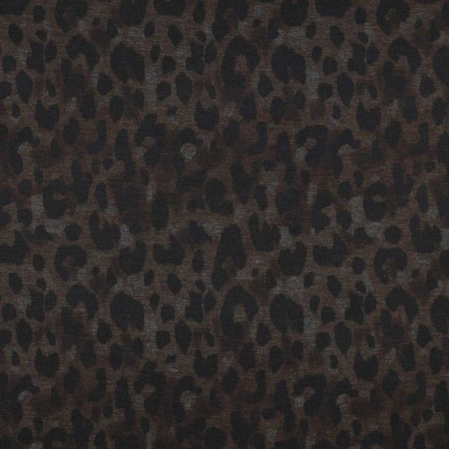 Tissu Jersey Milano Donatella léopard sur fond Marron chocolat