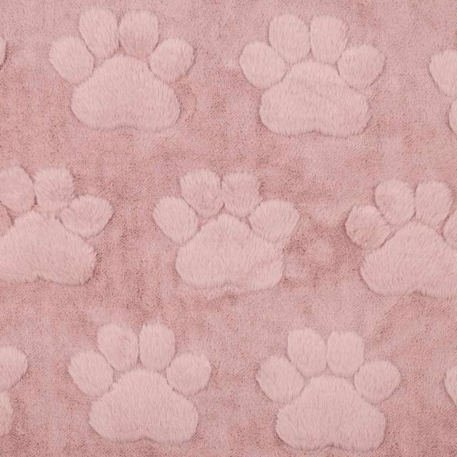 Tissu Fausse fourrure Misha patoune uni Rose