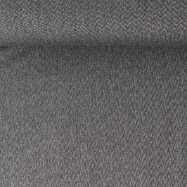 Tissu Gabardine polyviscose Ariane motif chevron uni  Gris chiné