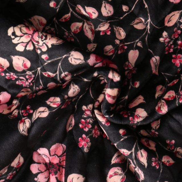 Tissu Matelassé Anne tout doux  envers doudoune Noir