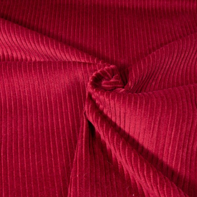 Tissu Velours Grosses côtes Bordeaux - Par 10 cm