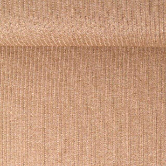 Tissu Maille côtelé pailleté Naëlle uni Camel