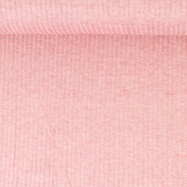 Tissu Maille côtelé pailleté Naëlle uni Rose