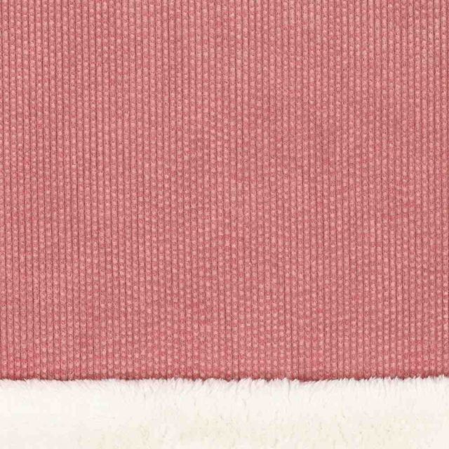 Tissu Velours Côtelé envers Doudou Cosy uni Rose poudré