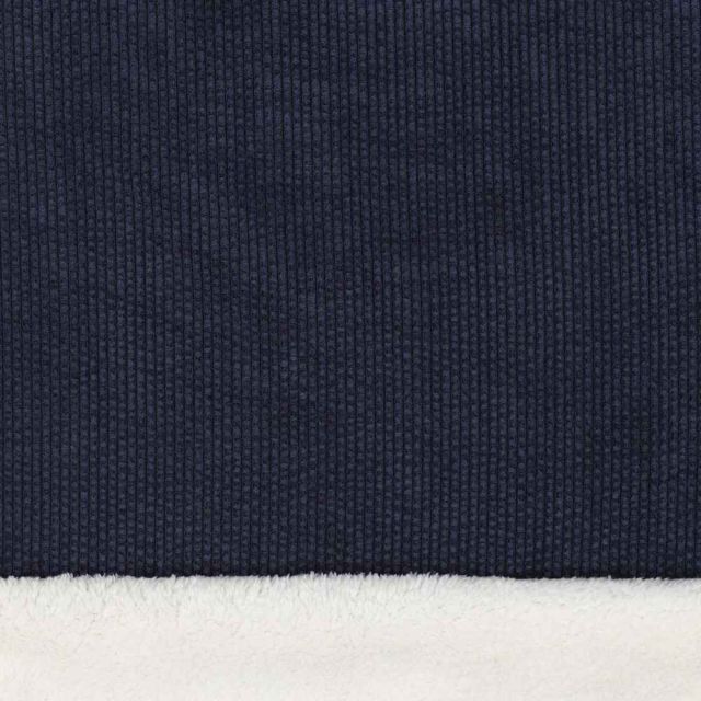 Tissu Velours Côtelé envers Doudou Cosy uni Bleu marine