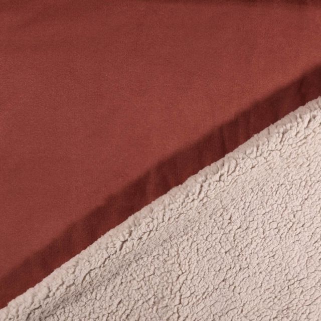 Tissu Suédine épaisse envers Mouton Brique - Par 10 cm