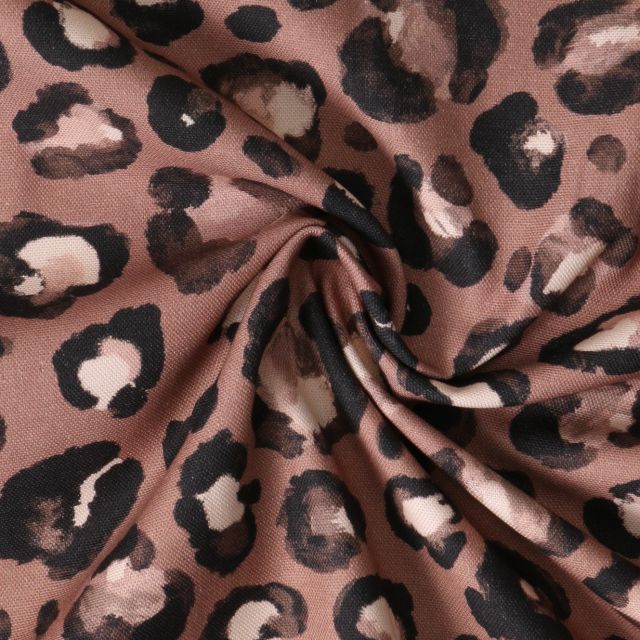 Toile coton canva camel tâches beige sur fond Marron chocolat