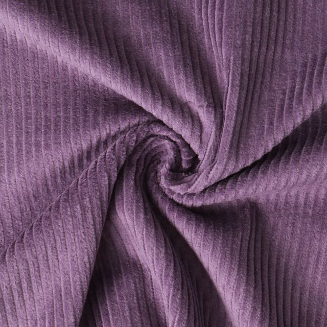 Tissu Velours Côtelé lavé Garance uni Violet foncé