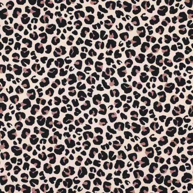 Tissu Jersey stretch Onyxa léopard Noirs sur fond Beige