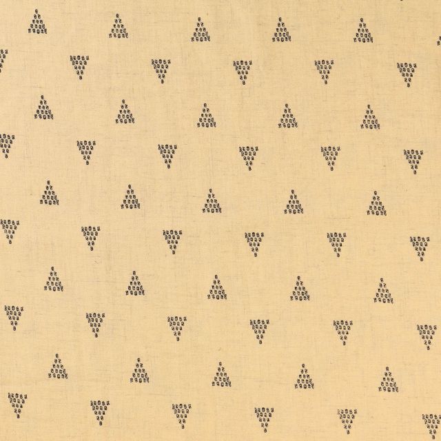 Tissu Lin Viscose Triangles Noirs sur fond Jaune paille - Par 10 cm