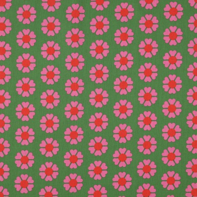 Tissu Coton enduit Kalvin sur fond Vert