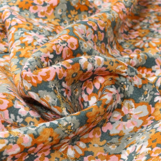 Tissu Viscose lurex Sabri sur fond Vert d'eau