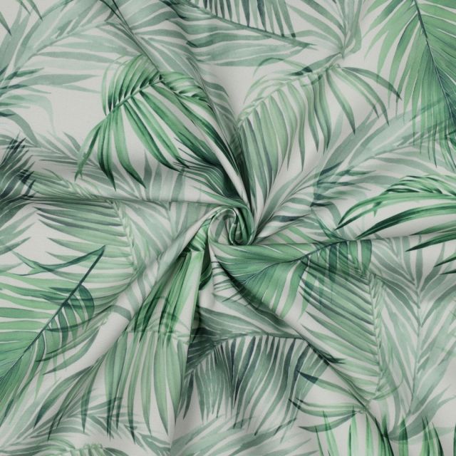 Tissu Nappe imperméable digital Feuilles sur fond Blanc