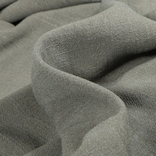 Tissu Lin lavé Viscose uni Gris