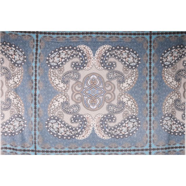 Tissu  Panneau Satin Gianni Tessuti 90x140cm arabesque sur fond Bleu