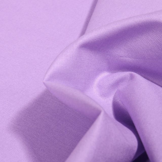 Tissu Popeline de coton unie Bio Lilas - Par 10 cm